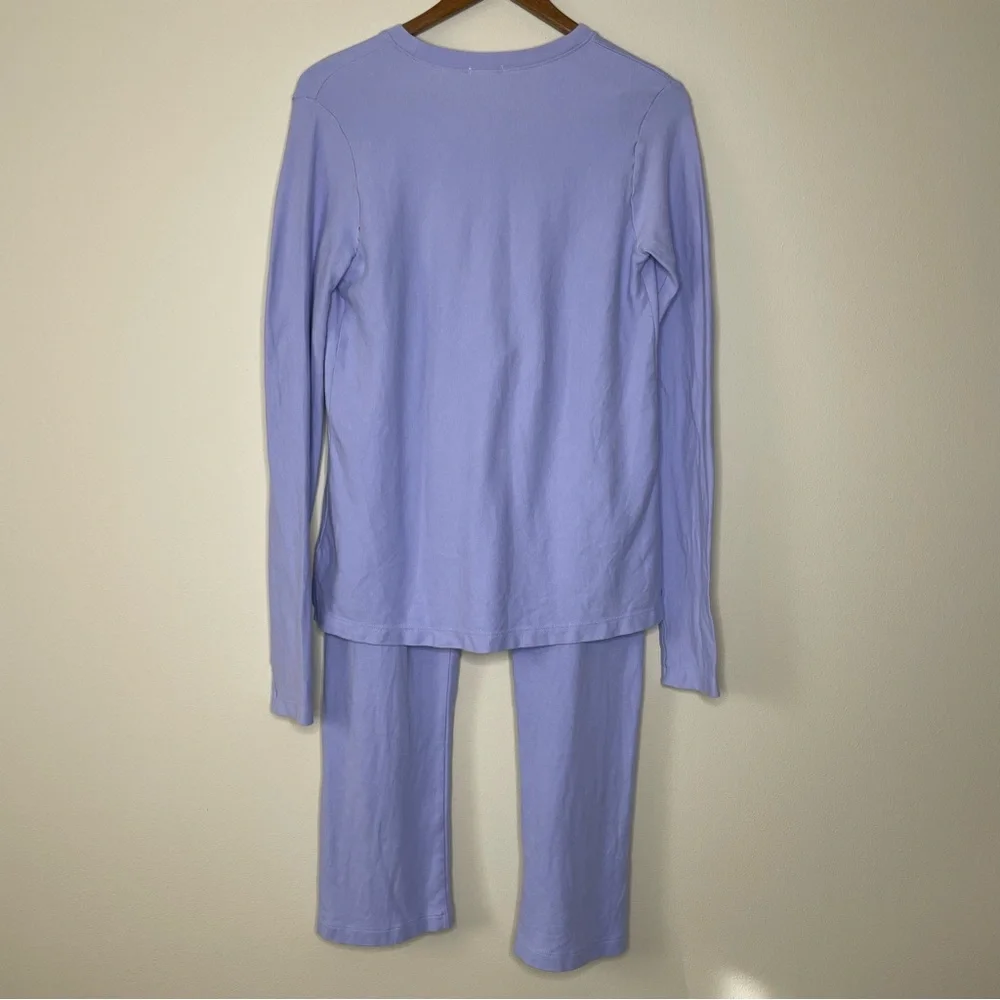 Red Land Cotton Luxury Loungewear Periwinkle Blue Women's Pajama Set